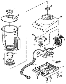 Replacement Parts Diagram and Parts List for HB18  Black and Decker Blender